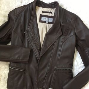 Brown genuine leather jacket